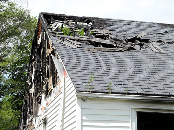 Fire Damage on House Roof